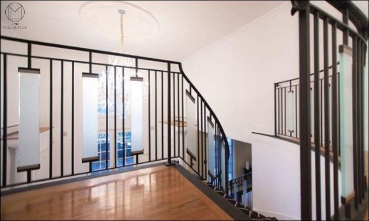 iron balusters with glass panels